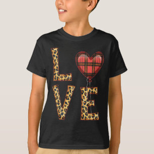 Camiseta Cute Love Xadrez Coração Leopardo Dia dos Namorado