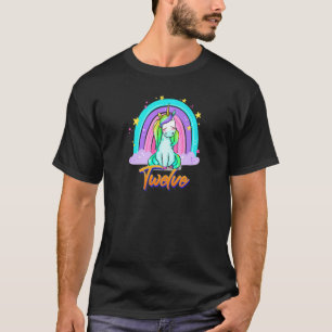 CAMISETA CUTE LOVELY UNICORN ON RAINBOW TWELVE BIRTHDAY CEL