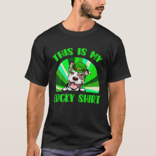 Camiseta Cute Lucky Pitbull Shamrock Irish Funny Rua Patric