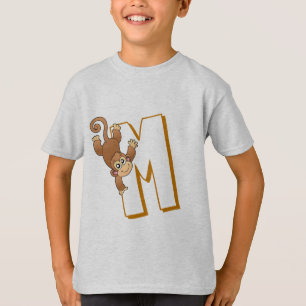 Camiseta Cute M para Macaco - Crianças - Alfabeto ABCD ing