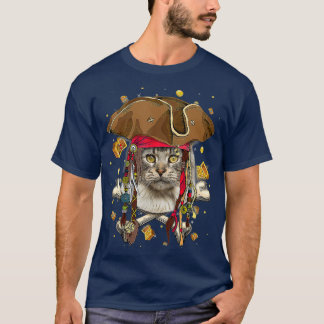 Camiseta Cute Maine Coon Pirate Skeleton Halloween