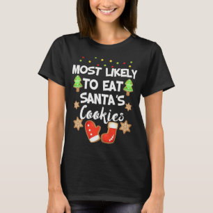 Camiseta Cute Mais Provável Para Comer Papais noeis De Cook