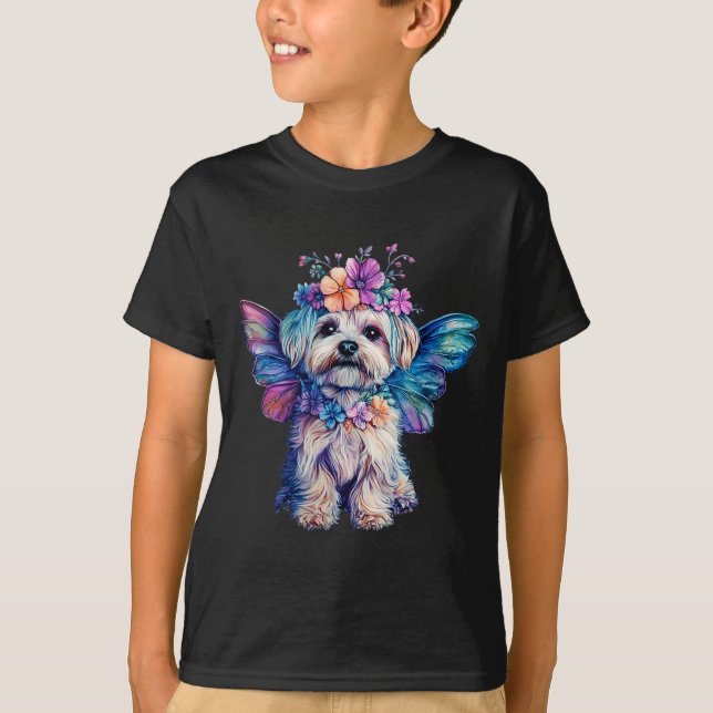 Camiseta Cute Maltese Dog Angel With Wings  (Frente)