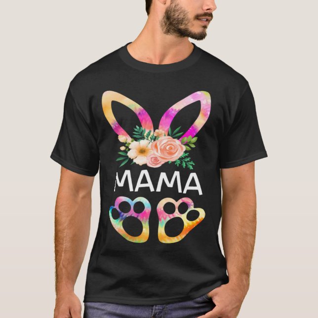 Camiseta Cute Mama Bunny Tie Dye Print  Family Easter Day M (Frente)