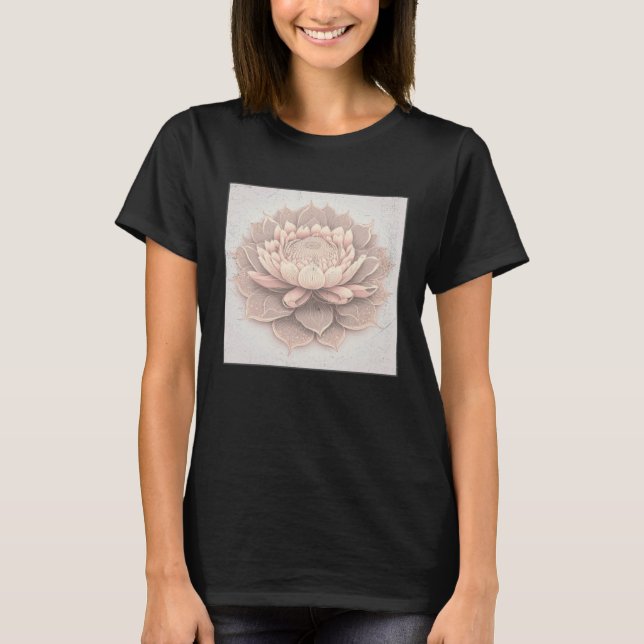Camiseta Cute Mandala Lotus Flower Illustration Unique Wome (Frente)