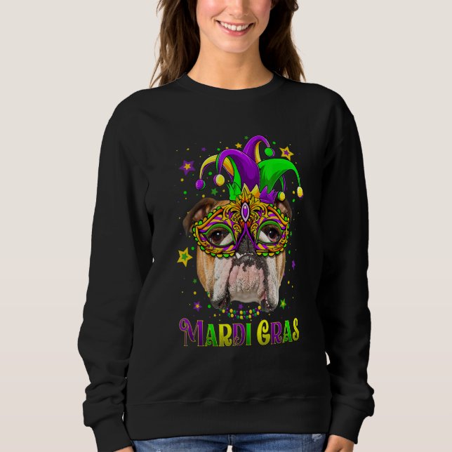 Camiseta Cute Mardi Gras Carnival English Bulldog Dog Mardi (Frente)