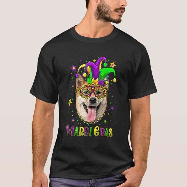 Camiseta Cute Mardi Gras Carnival Shiba Inu Dog Mardi Gras (Frente)
