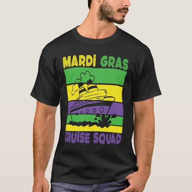 Camiseta Cute Mardi Gras Family Cruise Squad Vacation on Bo (Frente)