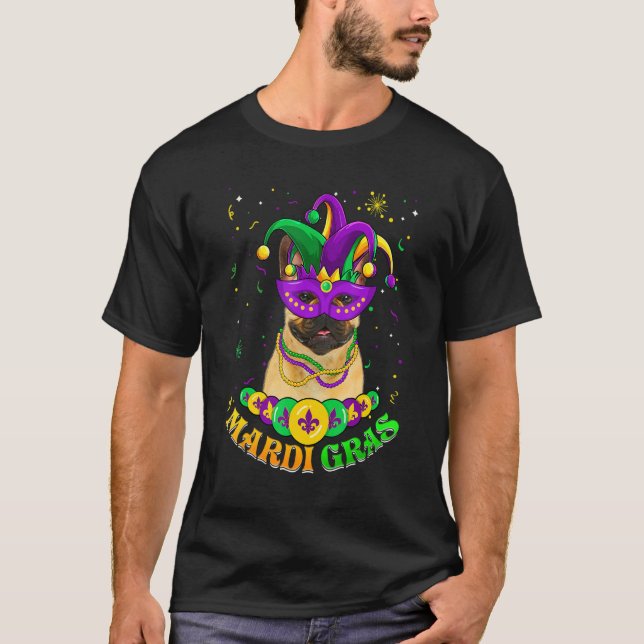 Camiseta Cute Mardi Gras French Bulldog Dog Dad Dog Mom Mas (Frente)