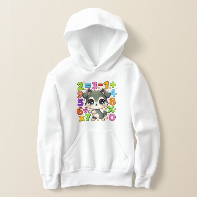 Camiseta Cute Maths Kitten Numbers Hoodie for Kids (Postura )