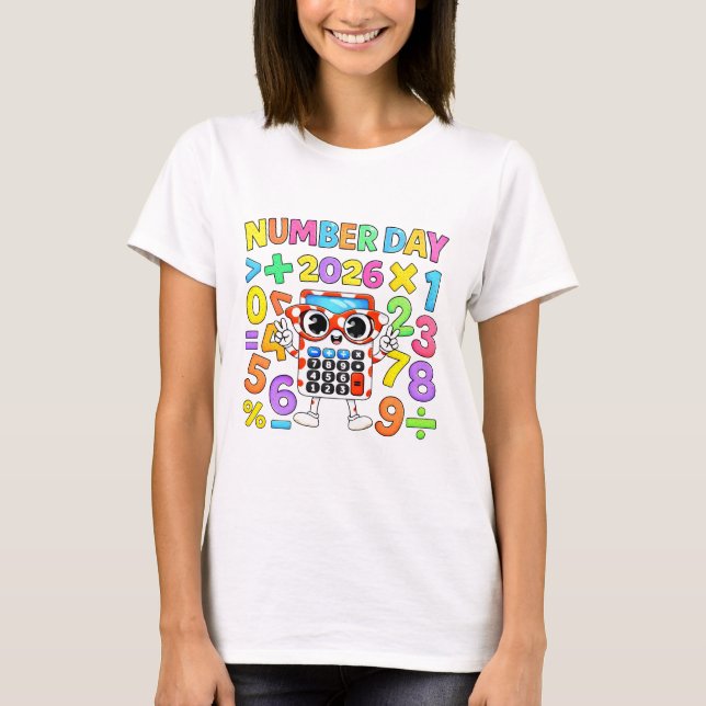 Camiseta Cute Maths Numbers Robot Calculator T Shirt Kids!! (Frente)