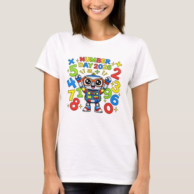Camiseta Cute Maths Numbers Robot Calculator T Shirt Kids!! (Frente)