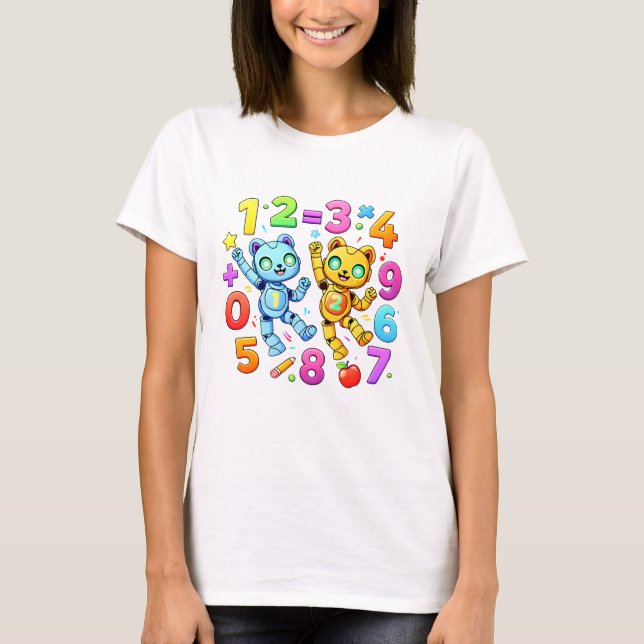 Camiseta Cute Maths Robots Number Day T Shirt (Frente)