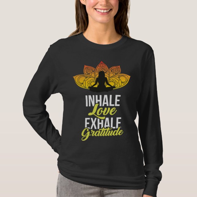 Camiseta Cute Meditation Tees  Inhale Love Exhale Gratitude (Frente)
