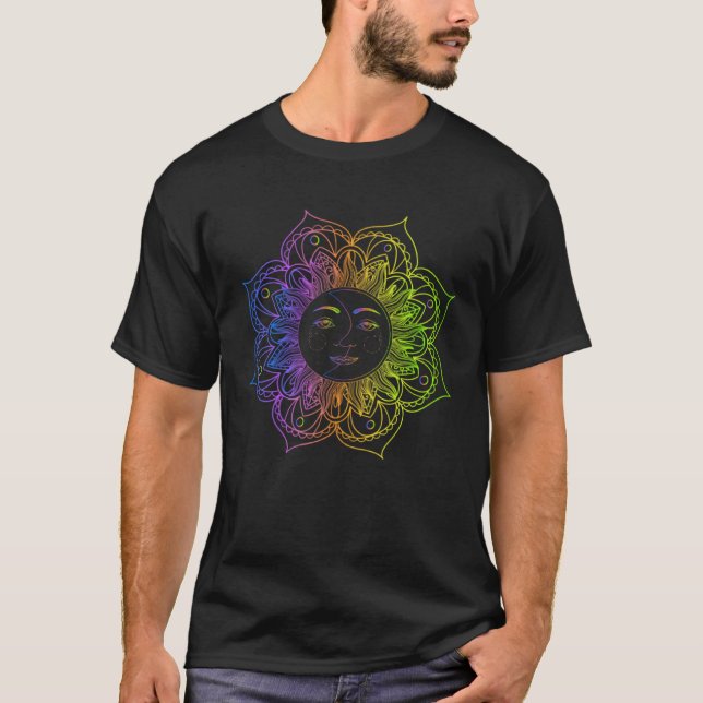 Camiseta Cute Meditation Tees  Namaste Sun and Moon Yoga (Frente)