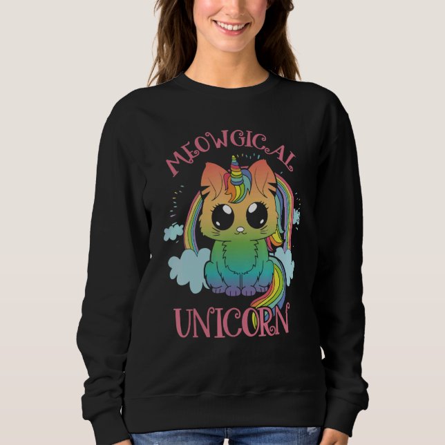 Camiseta Cute Meowgical Unicorn Cat Magic Colourful Rainbow (Frente)