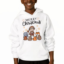 "Cute Merry Christmas Cartoon Hoodie for Boys"