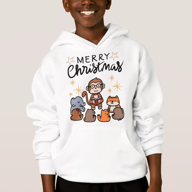 Camiseta "Cute Merry Christmas Cartoon Hoodie for Boys" (Frente)