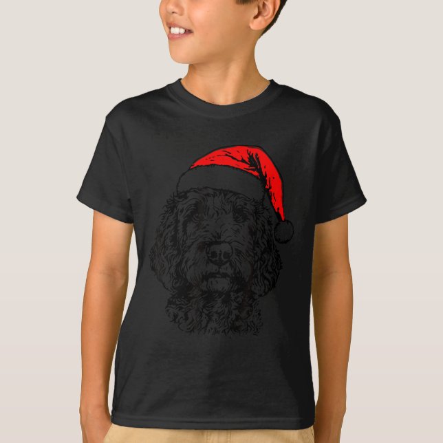 Camiseta Cute Merry Christmas Goldendoodle Santa Christmas  (Frente)
