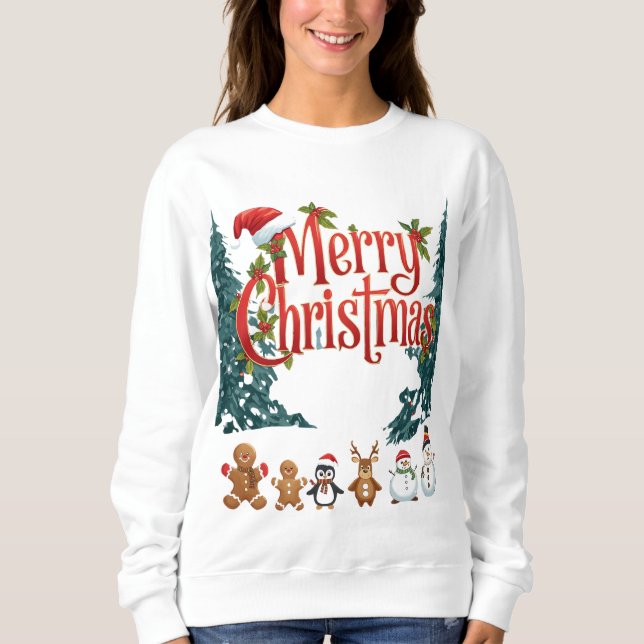 Camiseta Cute Merry Christmas Holiday Sweater Design (Frente)