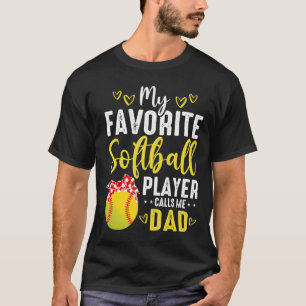 Camiseta Cute Meu Jogador De Softball Favorito Me Chama De
