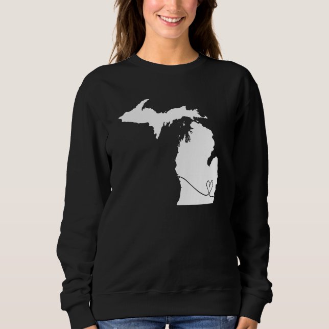 Camiseta Cute Michigan Love Heart Home State Midwest Up Nem (Frente)