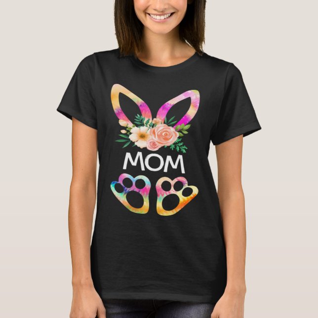 Camiseta Cute Mom Bunny Tie Dye Print  Family Easter Day Mo (Frente)