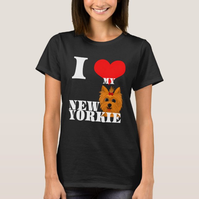 Camiseta Cute Mom Yorkie I heart new puppy Yorkshire Terrie (Frente)