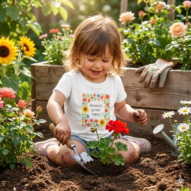 Camiseta Cute Mommy's Garden Helper Floral  (Making  happy memories in the garden.  This toddler tee is a adorable)