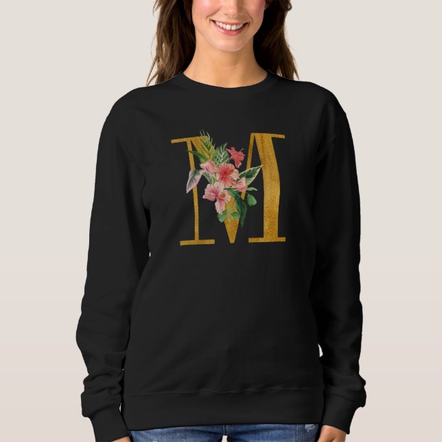 Camiseta Cute Monogram Initial Letters Coloured Flowers Cap (Frente)