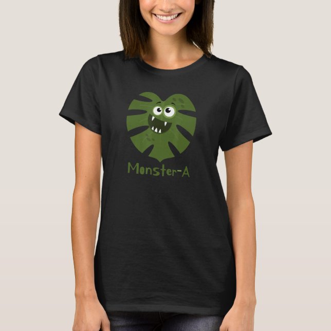 Camiseta Cute Monstera Leaf  Monster  A (Frente)