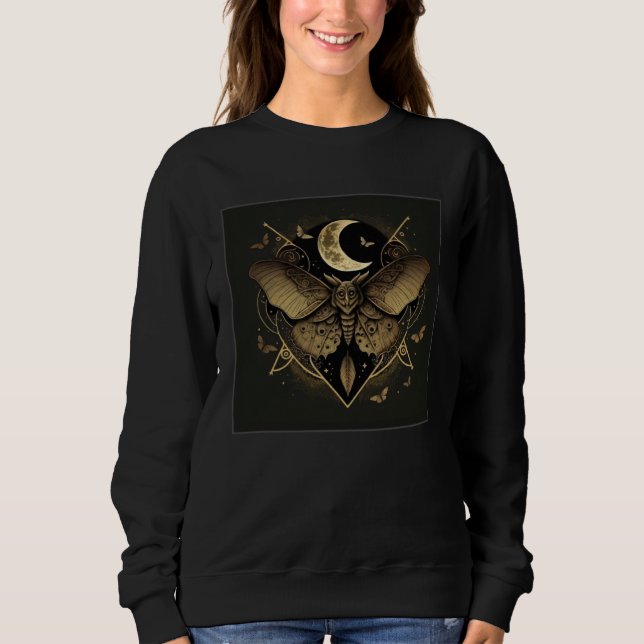Camiseta Cute Moth Butterfly Moon Illustration Flowers Wome (Frente)