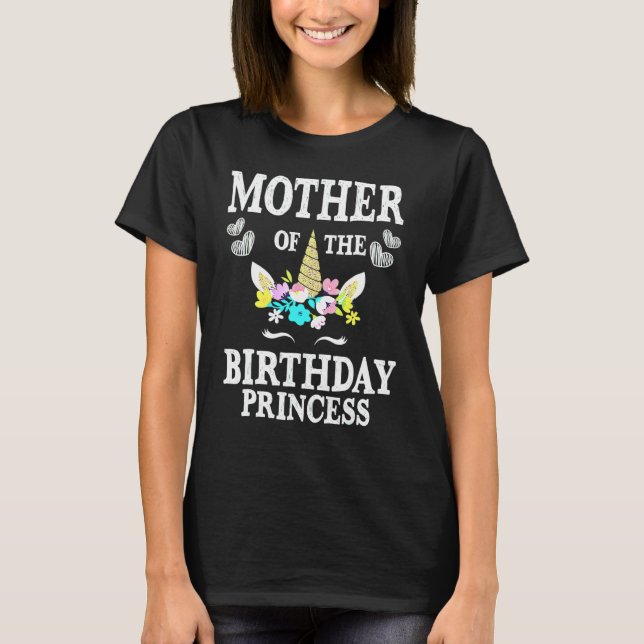 Camiseta Cute Mother Of The Birthday Princess Unicorn Mom M (Frente)