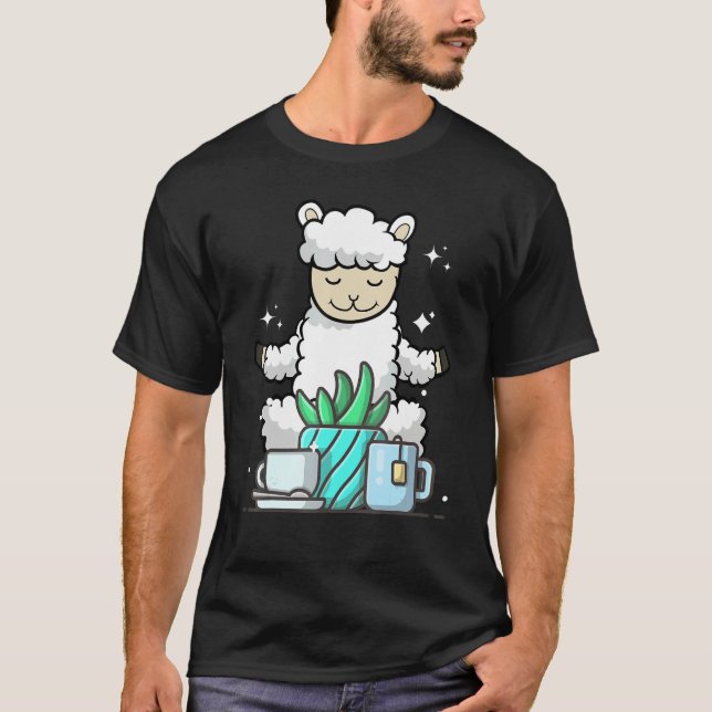 Camiseta Cute Namaste Sheep Do Yoga Gardening  Coffee (Frente)