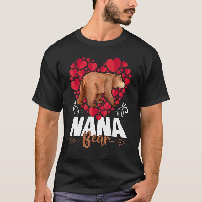 Camiseta Cute Nana Bear Heart Vovó Dia de as mães Feliz W (Frente)