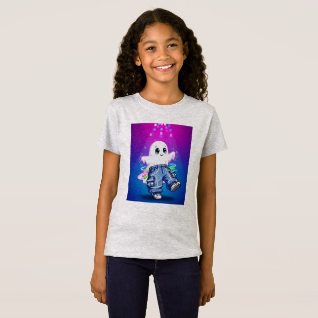 Camiseta Cute Neon Glow Kids Fantasmas (Frente Completa)