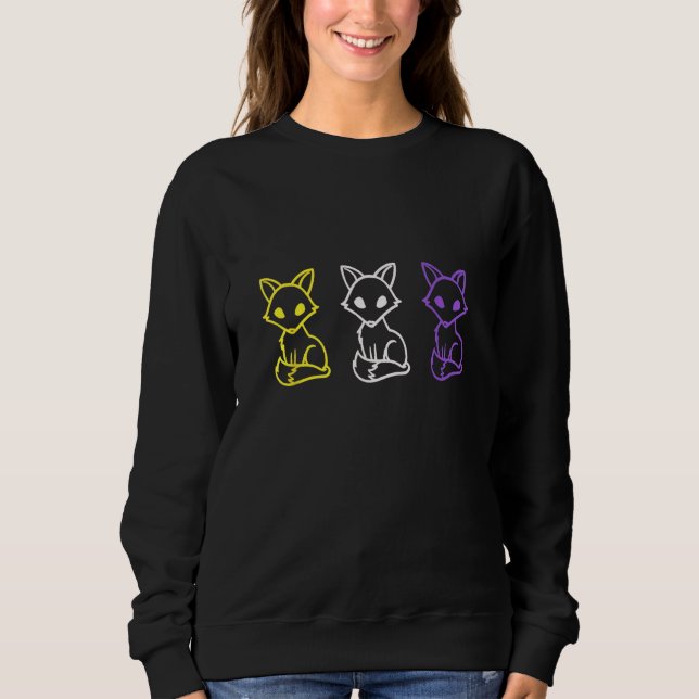Camiseta Cute Nonbinary Pride Foxes  Proud LGBTQ Pansexual  (Frente)