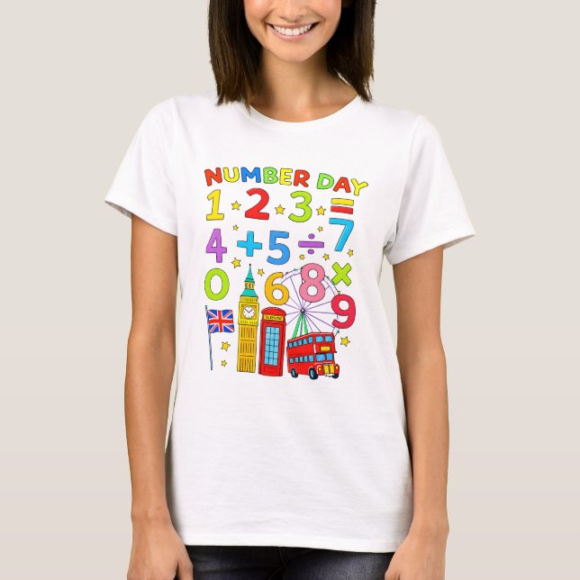 Camiseta Cute Numbers Maths Learning Cartoon Tee For KidsUK (Frente)