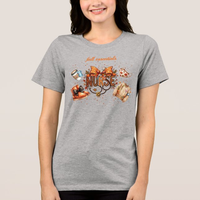 Camiseta Cute Nurse Bow Fall Essentials  (Frente)