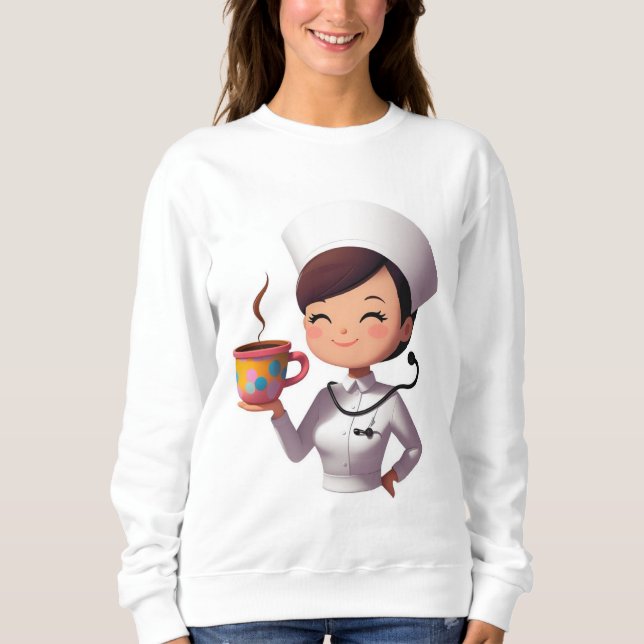 Camiseta Cute Nurse Coffee Sweatshirt (Frente)