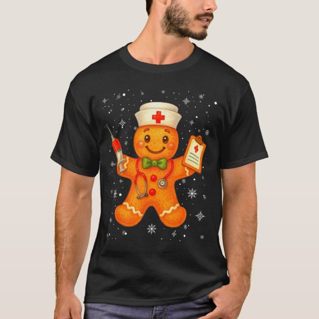 Camiseta Cute Nurse Gingerbread Pjs Christmas Xmas Nurse Rn (Frente)