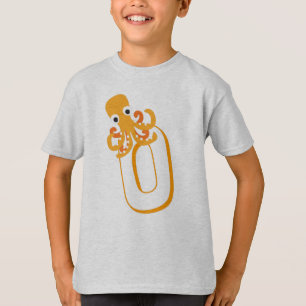 Camiseta Cute O de polvo - Alfabeto ABCD em inglês para cri