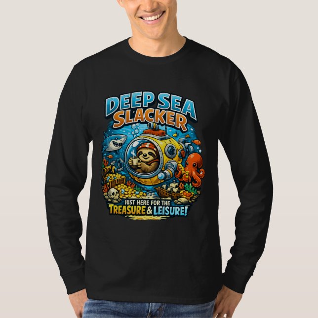 Camiseta Cute Ocean Adventure Humor, Funny Sloth Diving art (Frente)