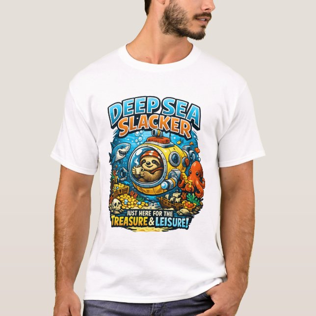 Camiseta Cute Ocean Adventure Humor, Funny Sloth Diving art (Frente)