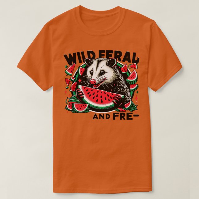 Camiseta Cute Ogambm Comendo Melancia Fruta Verão Homens (Frente do Design)