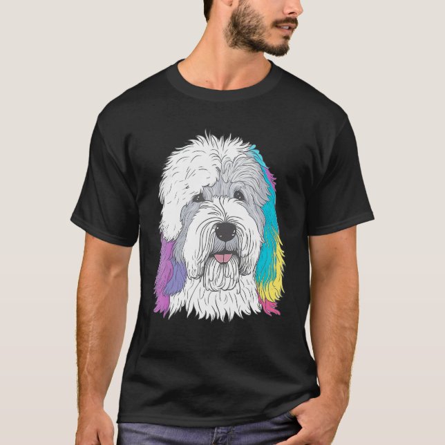 Camiseta Cute Old English Sheepdog Dog on Bobtail  2 (Frente)