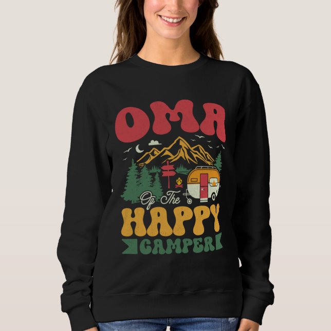 Camiseta Cute Oma Of The Happy Camper Groovy Camping Trip (Frente)