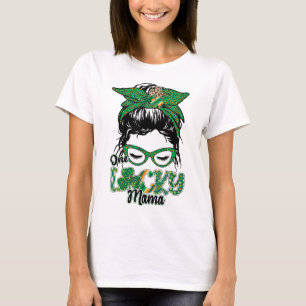 Camiseta Cute One Lucky Mama Messy Bun Happy St Patricks Da