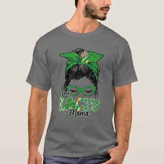 Camiseta Cute One Lucky Mama Messy Bun Happy St Patricks Da