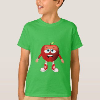 Camiseta Cute Optimistic Red Apple Cartoon Shirt for Kids